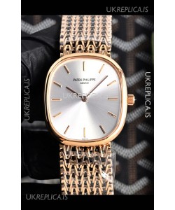 Patek Philippe Golden Ellipse 5738/1R-001 Rose Gold Steel Dial Super Clone Watch 