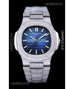 Patek Philippe Super Clone Nautilus 5711/1A Diamonds Paved Edition Blue Dial