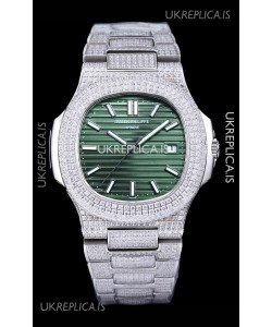 Patek Philippe Super Clone Nautilus 5711/1A Diamonds Paved Edition Green Dial