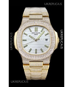 Patek Philippe Super Clone Nautilus 5711/G Diamonds Paved Edition White Dial