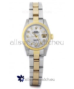 Rolex DateJust - Two Tone Ladies Swiss Replica Watch in White Mother of Pearl Dial