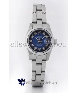 Rolex DateJust - Silver Lady's Swiss Replica Watch in Dark Blue Dial