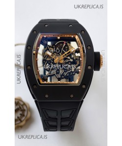 Richard Mille RM055 FREE SPRUNG MVMNT Black Ceramic Rose Gold Inner Bezel Super Clone Watch 