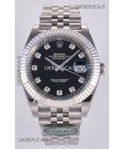 Datejust Super Clone 126334 Black Diamonds Dial 41MM FREE SPRUNG MVMNT 3235 Watch 