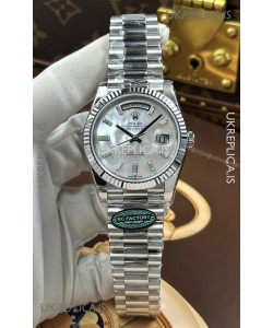 Rolex Day Date 228236 Stainless Steel Pearl Crystal Dial Super Clone Watch 