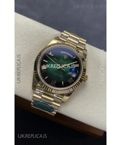 Rolex Day Date 228238 Yellow Gold Green Ombre Super Clone Watch 