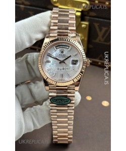 Rolex Day Date 228236 Rose Gold Pearl Dial Super Clone Watch 