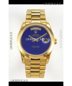 Rolex Day Date Yellow Gold Blue Lapis Dial 36MM Swiss Replica Watch 
