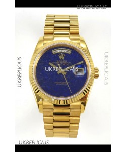 Rolex Day Date Yellow Gold Blue Lapis Dial 36MM Swiss Replica Watch 