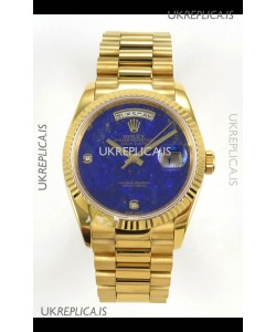 Rolex Day Date Yellow Gold Blue Lapis Dial 36MM Swiss Replica Watch 