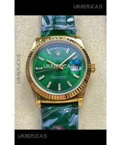 Rolex Day Date 128238 Yellow Gold Green Crystal Dial Super Clone Watch 