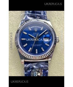 Rolex Day Date 128236 Stainless Steel Blue Crystal Dial Super Clone Watch 