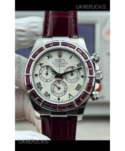 Rolex Daytona 116589SALV FREE SPRUNG MVMT White Gold Red Rubies Meteorite Super Clone Watch 