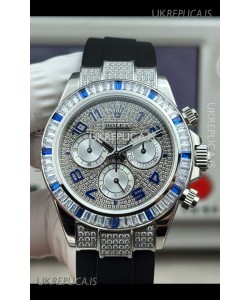 Rolex Daytona 116599 FREE SPRUNG MVMT White Gold Diamonds Paved Super Clone Watch 