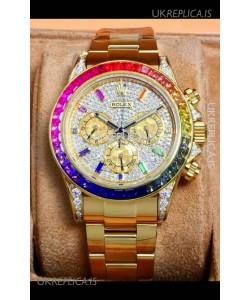 Rolex Daytona 116568 Rose Gold Moissanites Paved Dial Super Clone Watch 