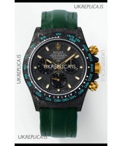 Rolex Daytona DiW Forged Cabon Casing Green Velcro Strap Super Clone Watch 