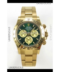 Rolex Daytona 126508 Yellow Gold Green Dial FREE SPRUNG Super Clone Watch 