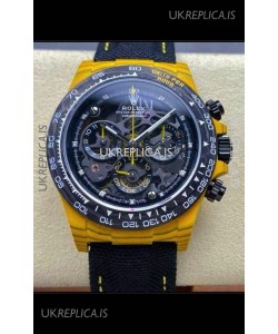 Rolex Daytona Yellow TPT Casing Skeleton Dial Nylon Strap Super Clone Watch 