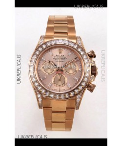 Rolex Daytona 126595 FREE SPRUNG MVMT Rose Gold Dial Super Clone Watch 