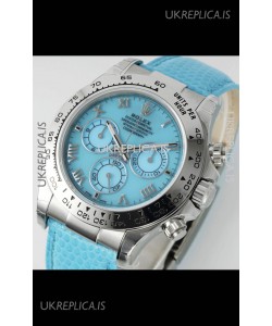 Rolex Daytona 116519 Stainless Steel Blue Pearl Leather Strap Super Clone Watch