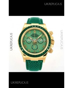 Rolex Daytona 116568 Yellow Gold 4801 Movement Sapphires Green Dial Super Clone Watch 