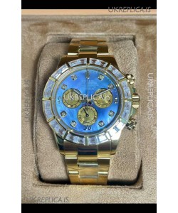 Rolex Daytona 116568 Yellow Gold Blue Pearl Dial Super Clone Watch 