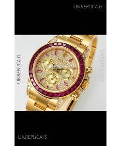 Rolex Daytona 116519 Yellow Gold Diamonds Dial Super Clone Watch 