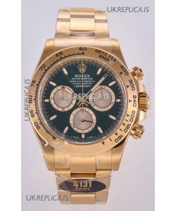 Rolex Daytona 126508 Yellow Gold Green Dial FREE SPRUNG MVMT Super Clone Watch 