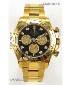 Rolex Daytona 126508 Yellow Gold Black Dial FREE SPRUNG MVMT Super Clone Watch 