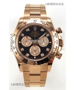 Rolex Daytona 126505 Rose Black Diamonds Dial FREE SPRUNG MVMT Super Clone Watch 