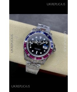 Rolex GMT Masters II Iced Out Super Clone Blue/Red Sapphires Super Clone Watch 