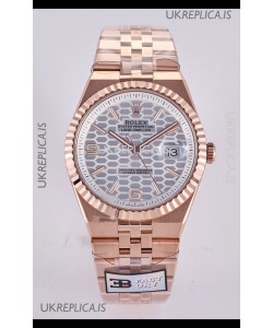 Rolex Land-Dweller 127336 Steel Honeycomb Dial Rose Gold 40MM Super Clone Watch 