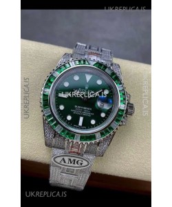 Rolex Submariner 116610 Iced Out Edition 18 Green Dial Swiss Replica Watch 