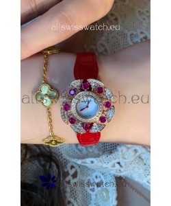 Bvlgari Divas's Dream Edition Watch in Rose Gold Casing - Diamonds Paved Bezel Swiss Replica