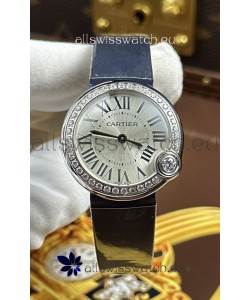 Ballon Blanc De Cartier Swiss Quartz Replica Watch in Steel Casing Fabric Strap
