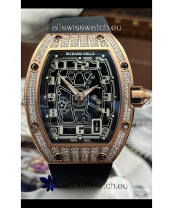 Richard Mille RM67-01 Rose Gold Mossanites Casing 1:1 Swiss Replica Watch