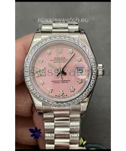 Rolex Datejust Super Clone Pink Dial Steel Casing Watch 28MM