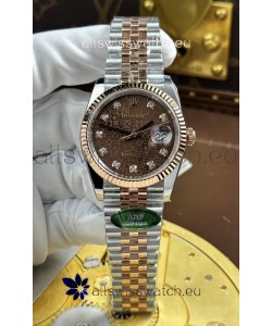 Rolex Datejust Super Clone Cal.3235 Brown Computer Dial 2 Tone Rose Gold Casing Watch 36MM