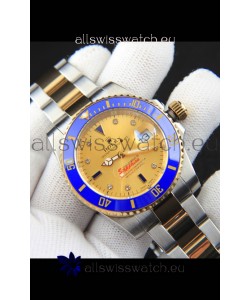 Rolex Submariner Japanese Replica Watch in 2 Tone Yellow Gold Casing Gold Dial 