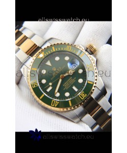 Rolex Submariner Japanese Replica Watch in 2 Tone Yellow Gold Casing Green Dial 