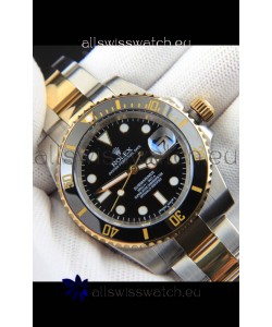 Rolex Submariner Japanese Replica Watch in 2 Tone Yellow Gold Casing Black Dial 