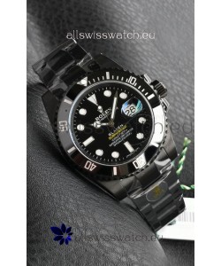 Rolex Submariner Blaken DLC Coated Swiss Replica Watch in Black Dial 