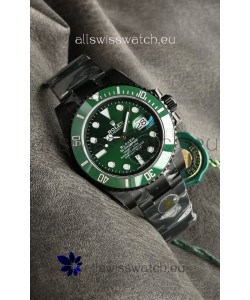 Rolex Submariner Blaken DLC Coated Swiss Replica Watch in Green Dial