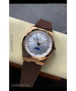 Vacheron Constantin Overseas True Moon Phase Rose Gold Steel Dial Swiss Replica Watch 