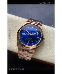 Vacheron Constantin Overseas True Moon Phase Rose Gold Blue Dial Swiss Replica Watch 