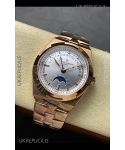 Vacheron Constantin Overseas True Moon Phase Rose Gold Steel Dial Swiss Replica Watch 