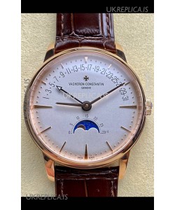 Vacheron Constantin Patrimony Moonphase Rose Gold White dial Swiss Replica Watch 
