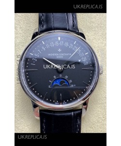 Vacheron Constantin Patrimony Moonphase Stainless Steel Black Dial Swiss Replica Watch 