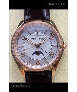 Vacheron Constantin Fiftysix Moonphase Steel Dial Rose Gold Swiss Replica Watch 