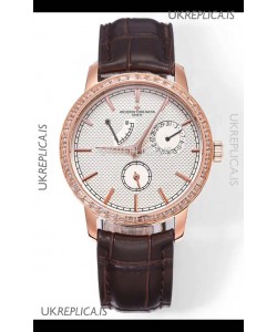 Vacheron Constantin Traditionnelle 83520 Rose Gold Diamonds Pale Yellow Dial Super Clone Watch 
